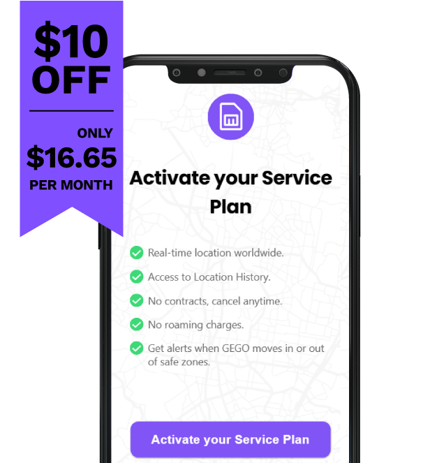 GEGO GPS Month Service Plan Unlimited International Coverage