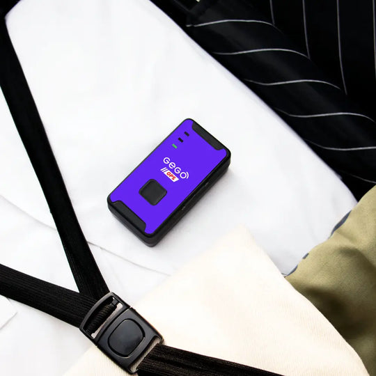 Purple GEGO device on a white surface